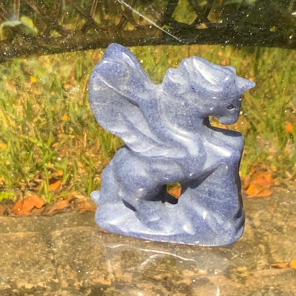 BLUE QUARTZITE HAND CARVED PEGASUS